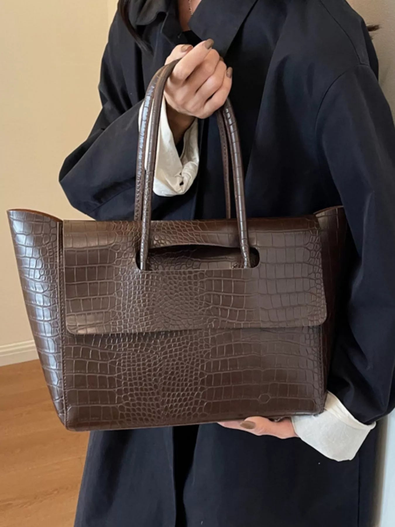 Crocodile Embossed Tote Bag