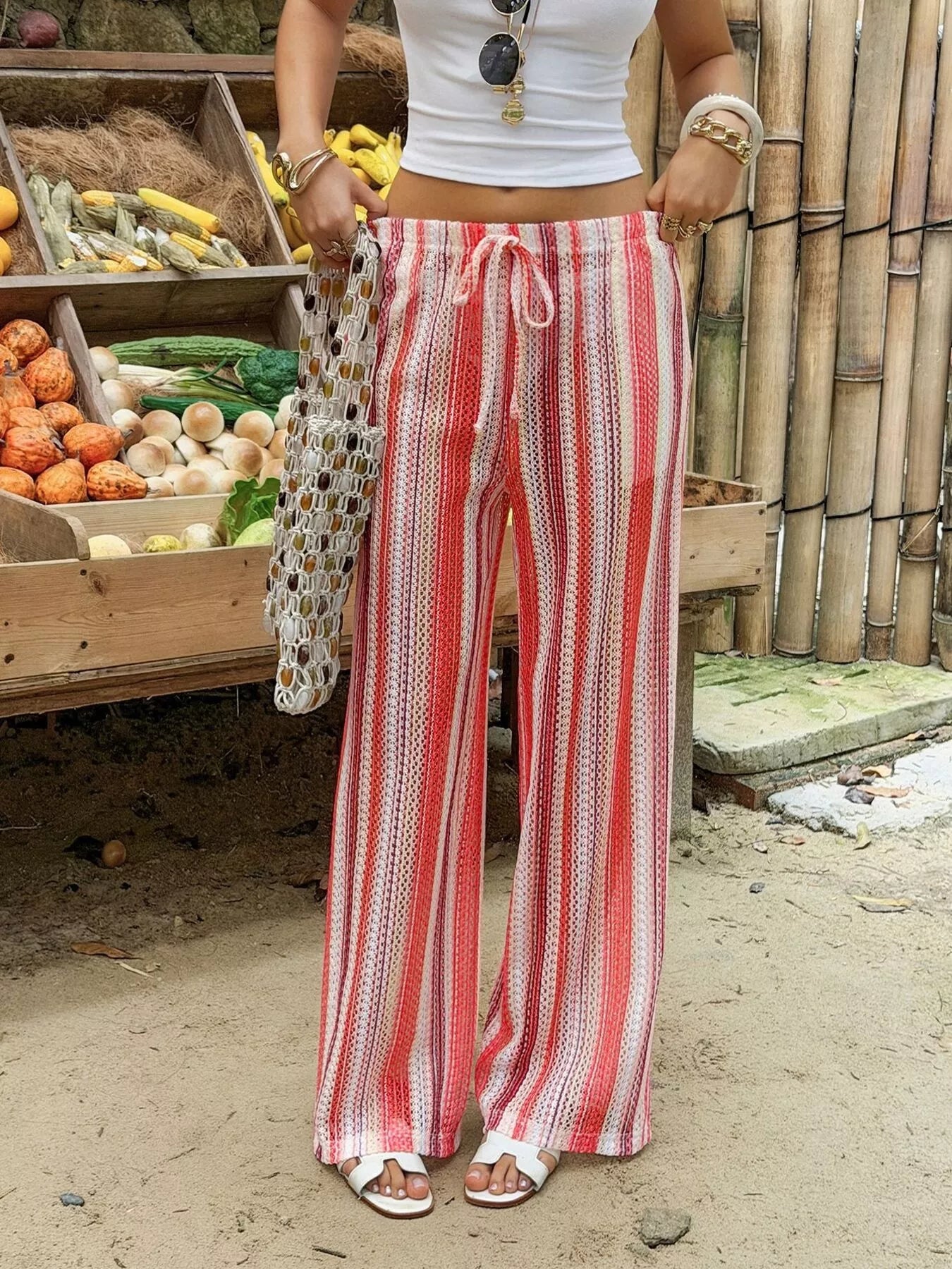 Striped Wide-Leg Pants