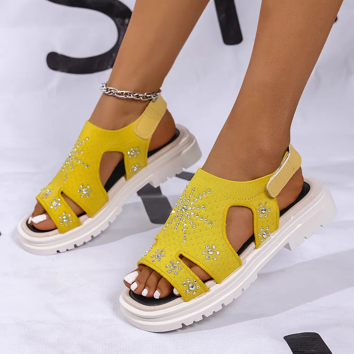 Rhinestone Open Toe Sandals