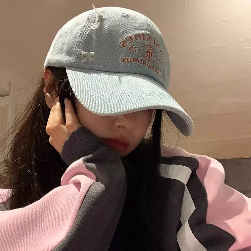 Embroidered Distressed Baseball Cap