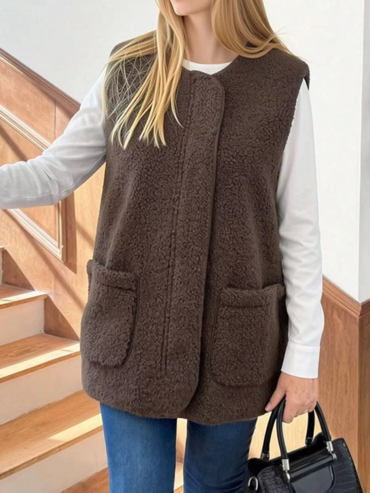 Sherpa Sleeveless Vest Coat
