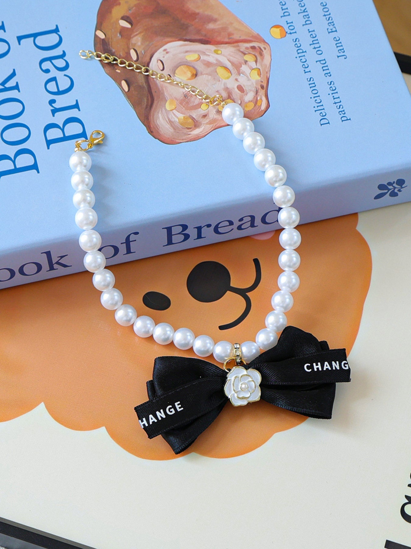 Pearl Bowknot Pet Necklace