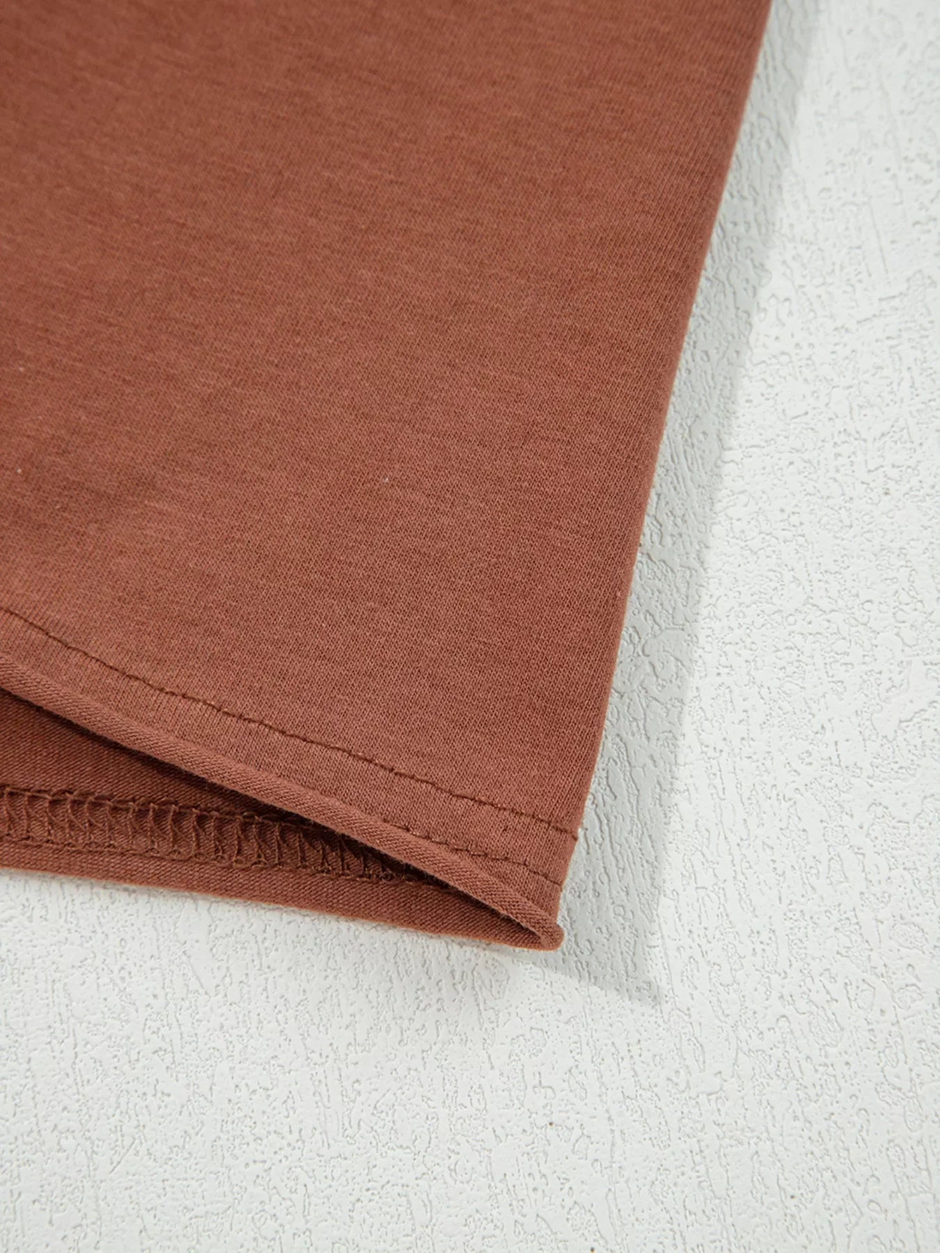 Raw Seam Detail Solid Color Long Sleeve Top