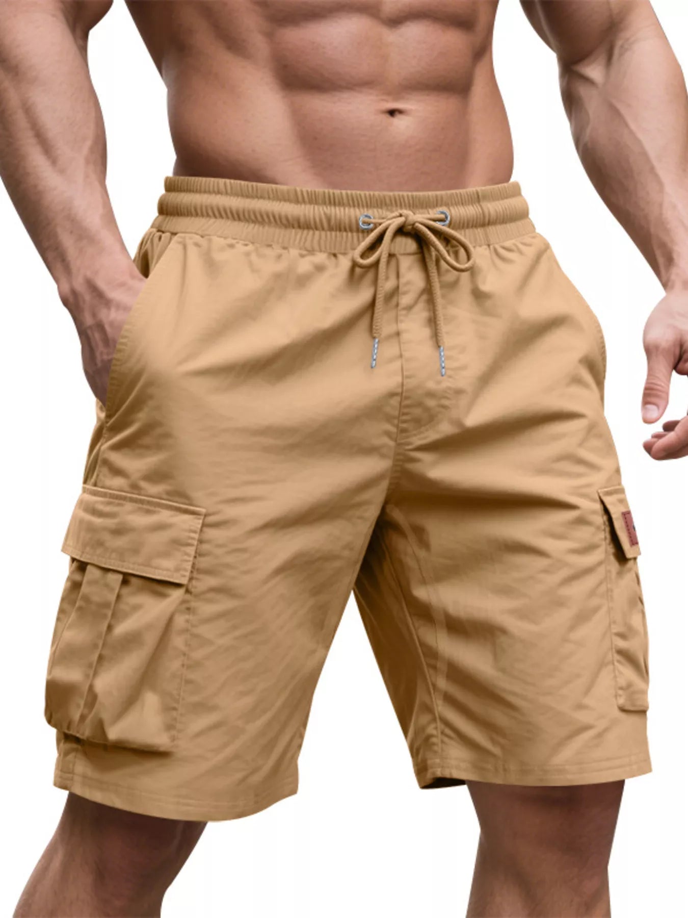 Men's Full Size Cargo Shorts with Drawstring Plus Size