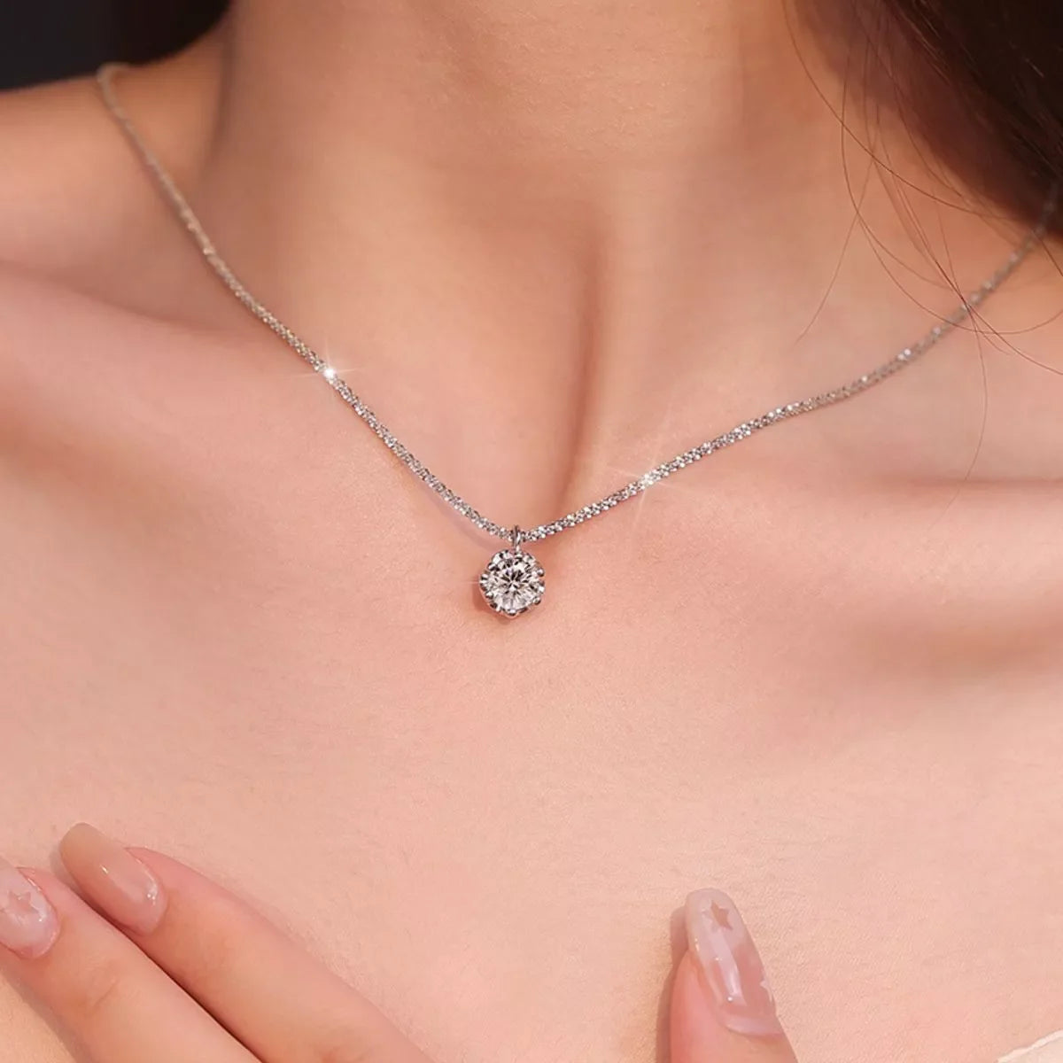 1 Carat Moissanite 925 Sterling Silver Necklace