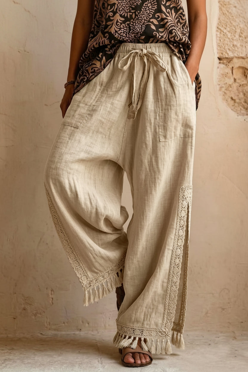 Women's Lace Tassel Wide-Leg Pants – Bohemian Resort Style