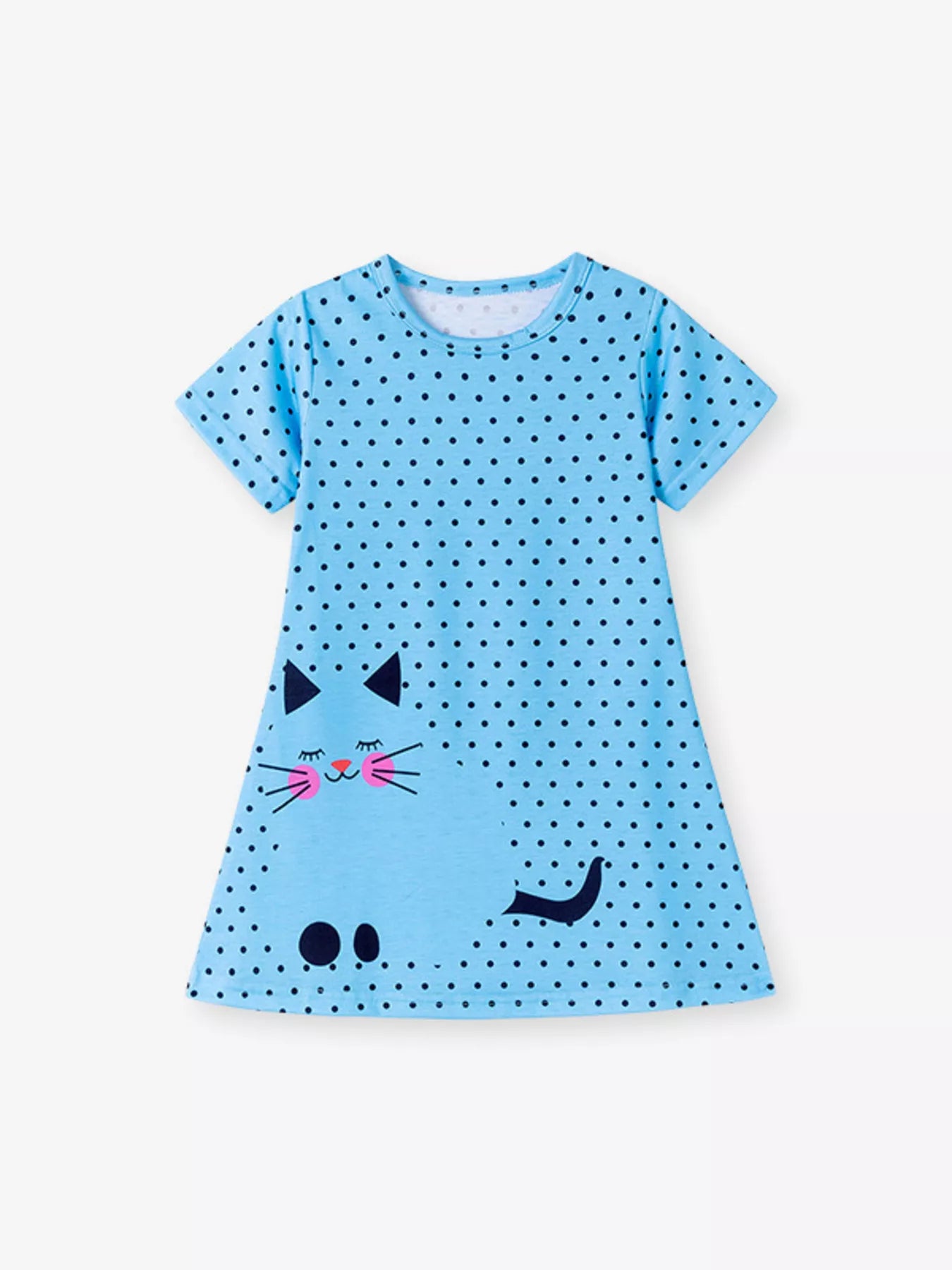 Children's Cat Polka Dot Casual Dress