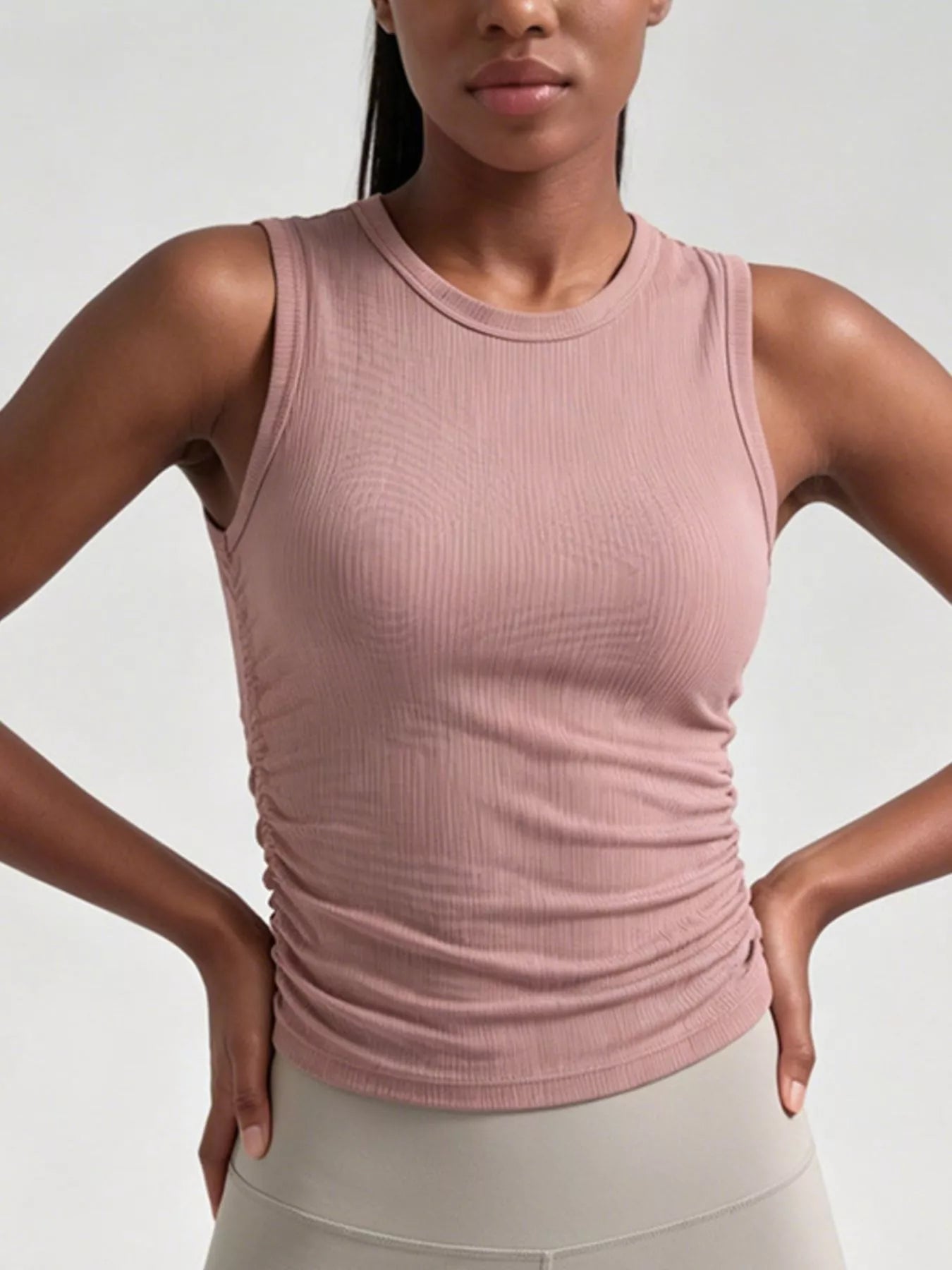 Ribbed Ruched Active Tank