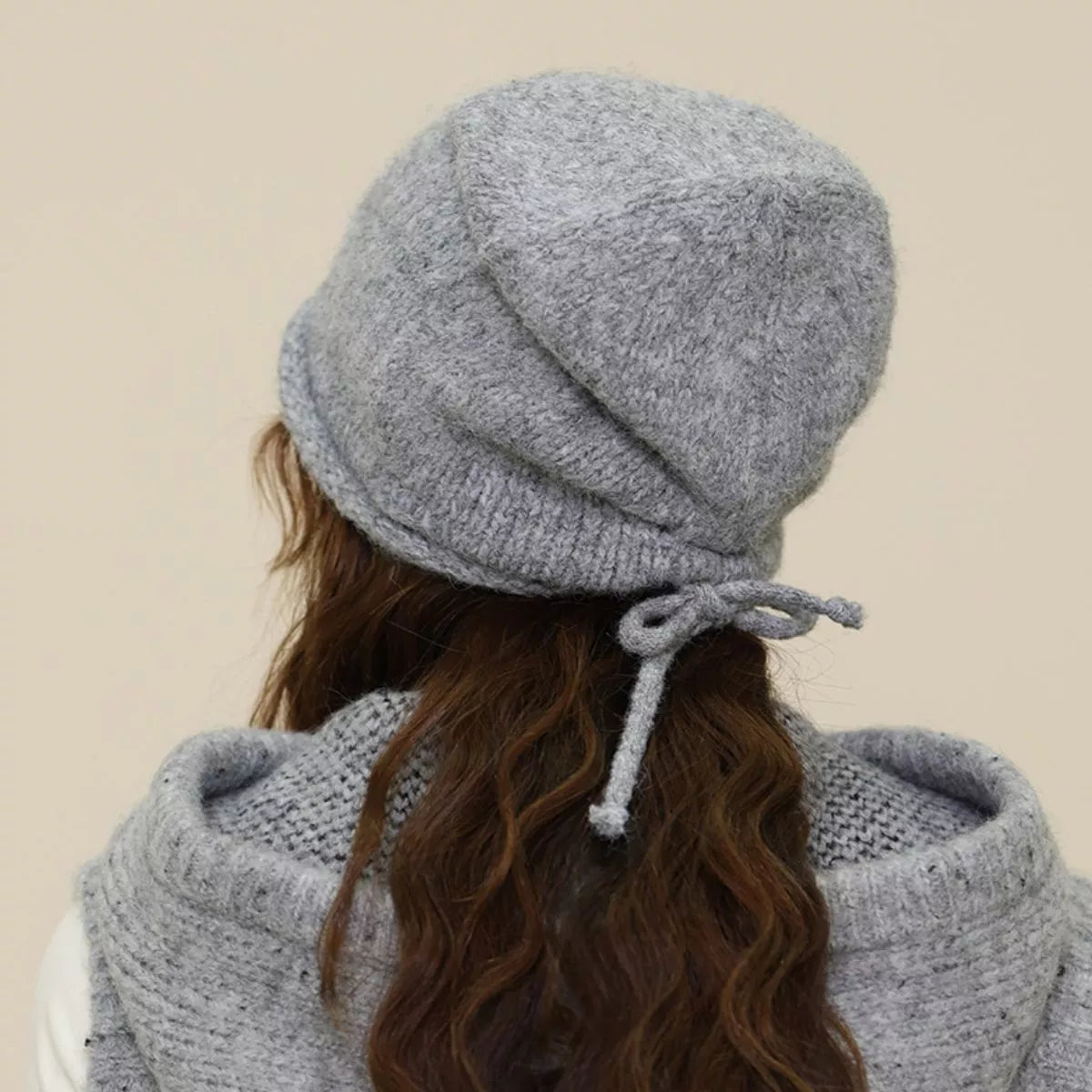 Plaid Trim Knit Hat