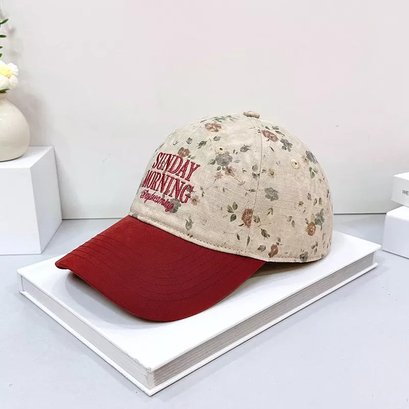 Embroidered Floral Print Baseball Cap