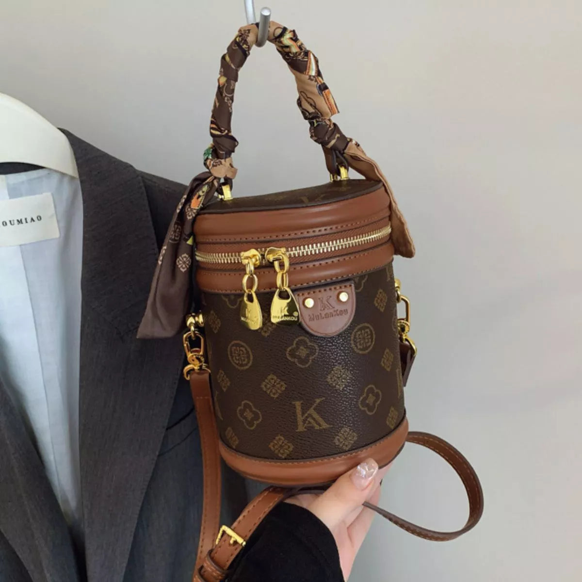 Top Handle Bucket Crossbody Bag