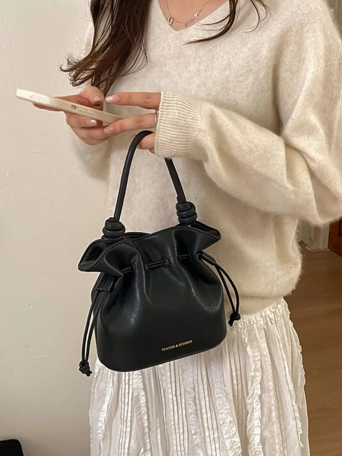Drawstring Bucket Crossbody Bag
