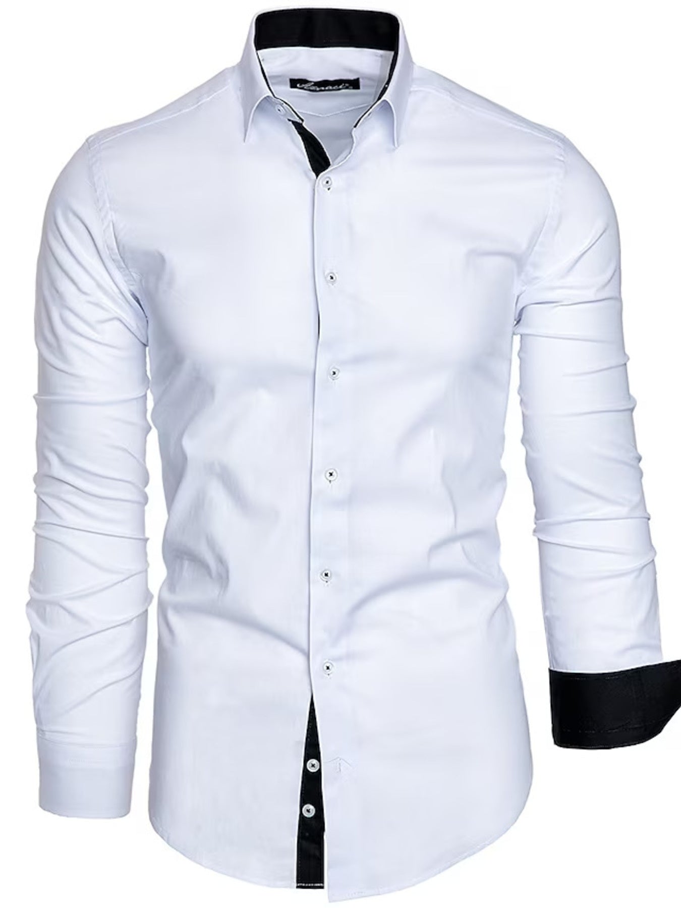 Men's Slim Fit Contrast Trim Long Sleeve Shirt