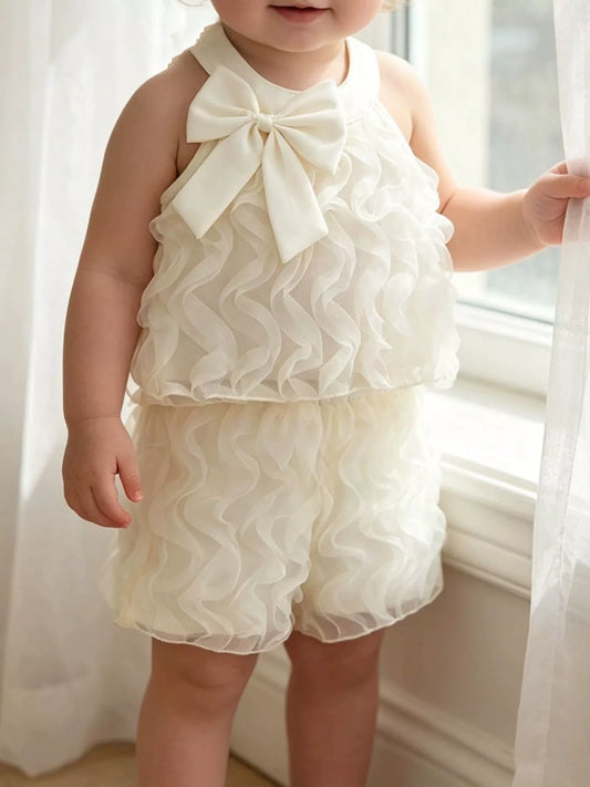 Children's Bow Ruffled Top and Shorts Set