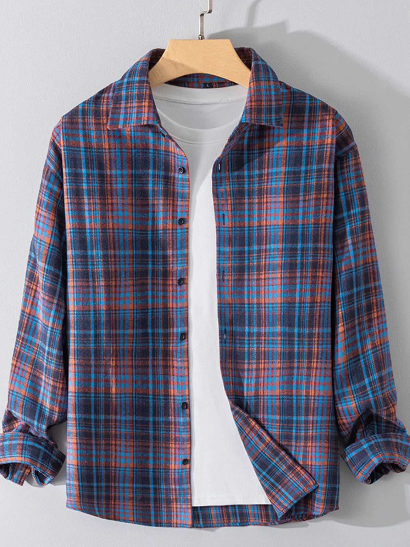 Men's Plus Size Button Up Long Sleeve Shirt