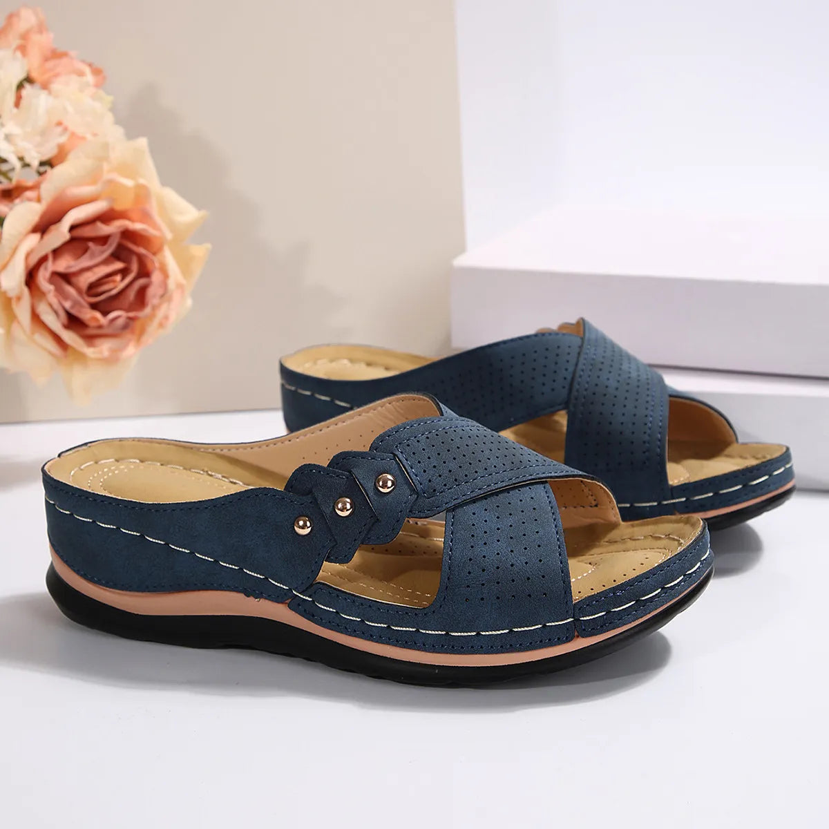 Crisscross Open Toe Wedge Sandals