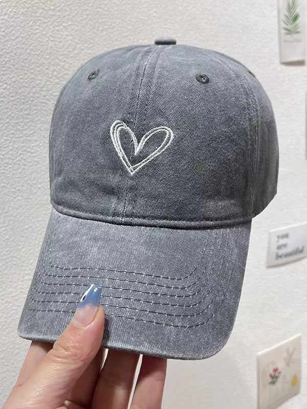 Washed Heart Embroidered Baseball Cap