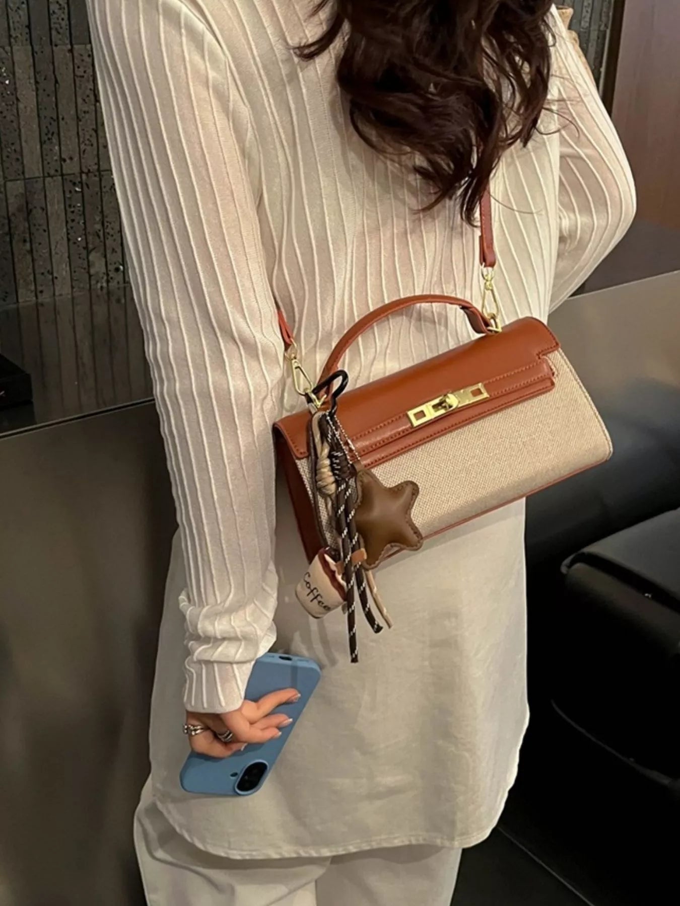Two-Tone Flap Crossbody Bag