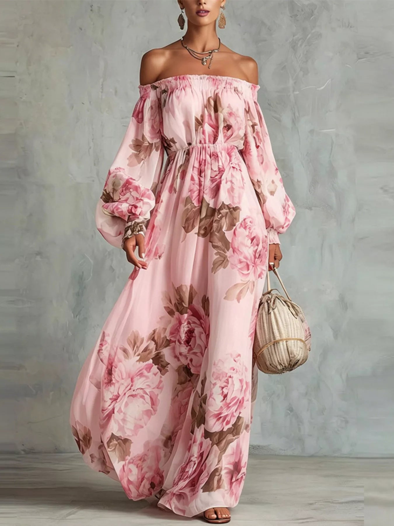 Floral Off Shoulder Maxi Dress