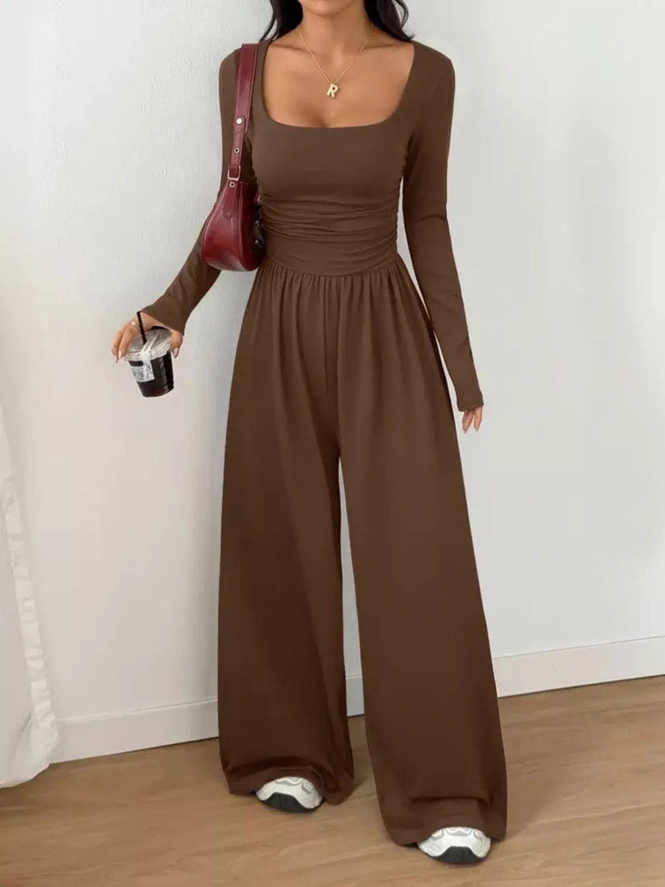 Scoop Neck Wide Leg Jumpsuit