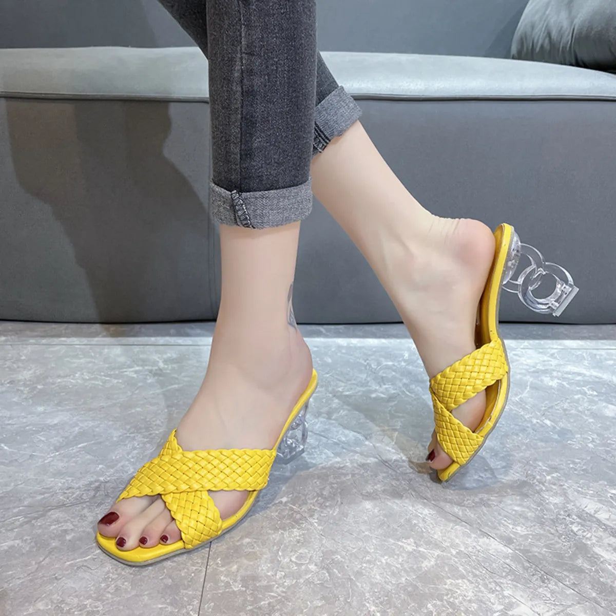 Crisscross Block Heel Sandals
