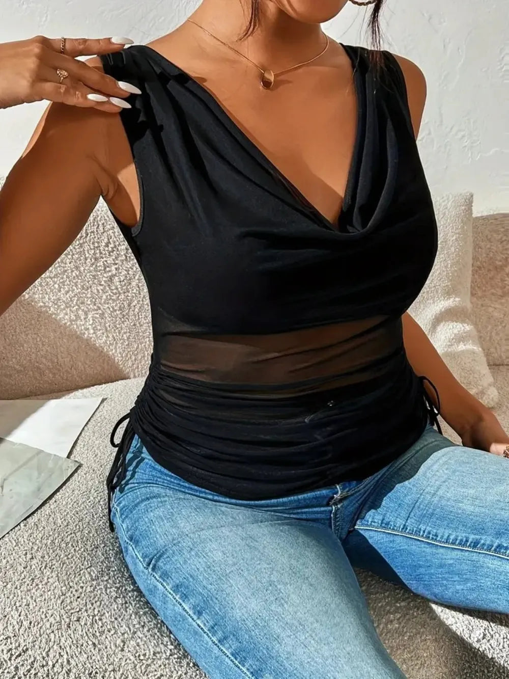 Side Drawstring Ruched Tank