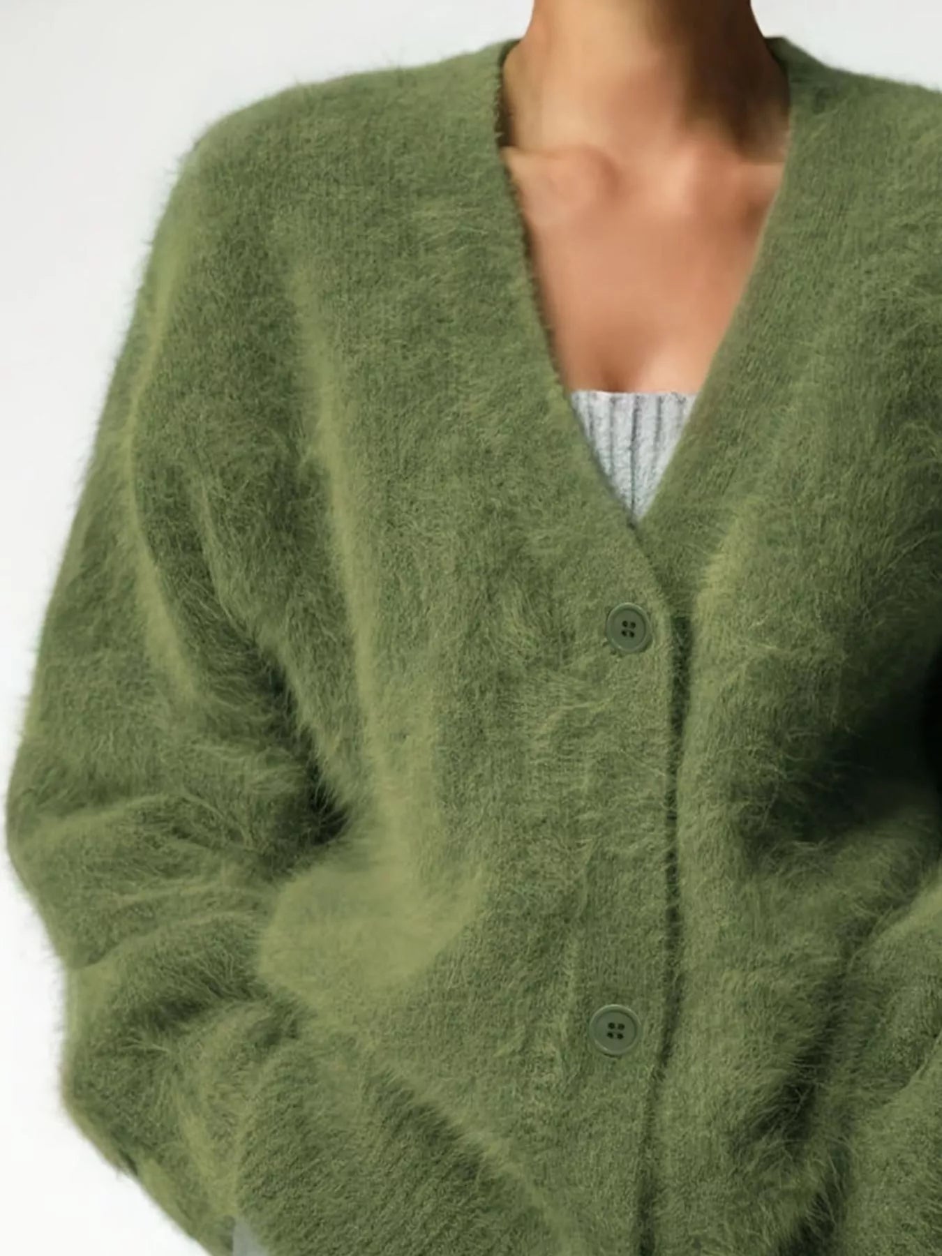 V-Neck Button-Down Cardigan