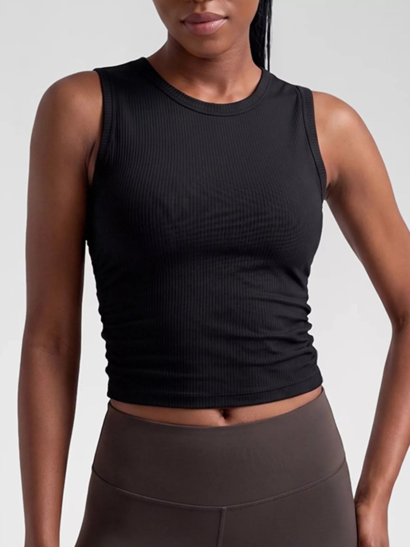 Ribbed Ruched Active Tank