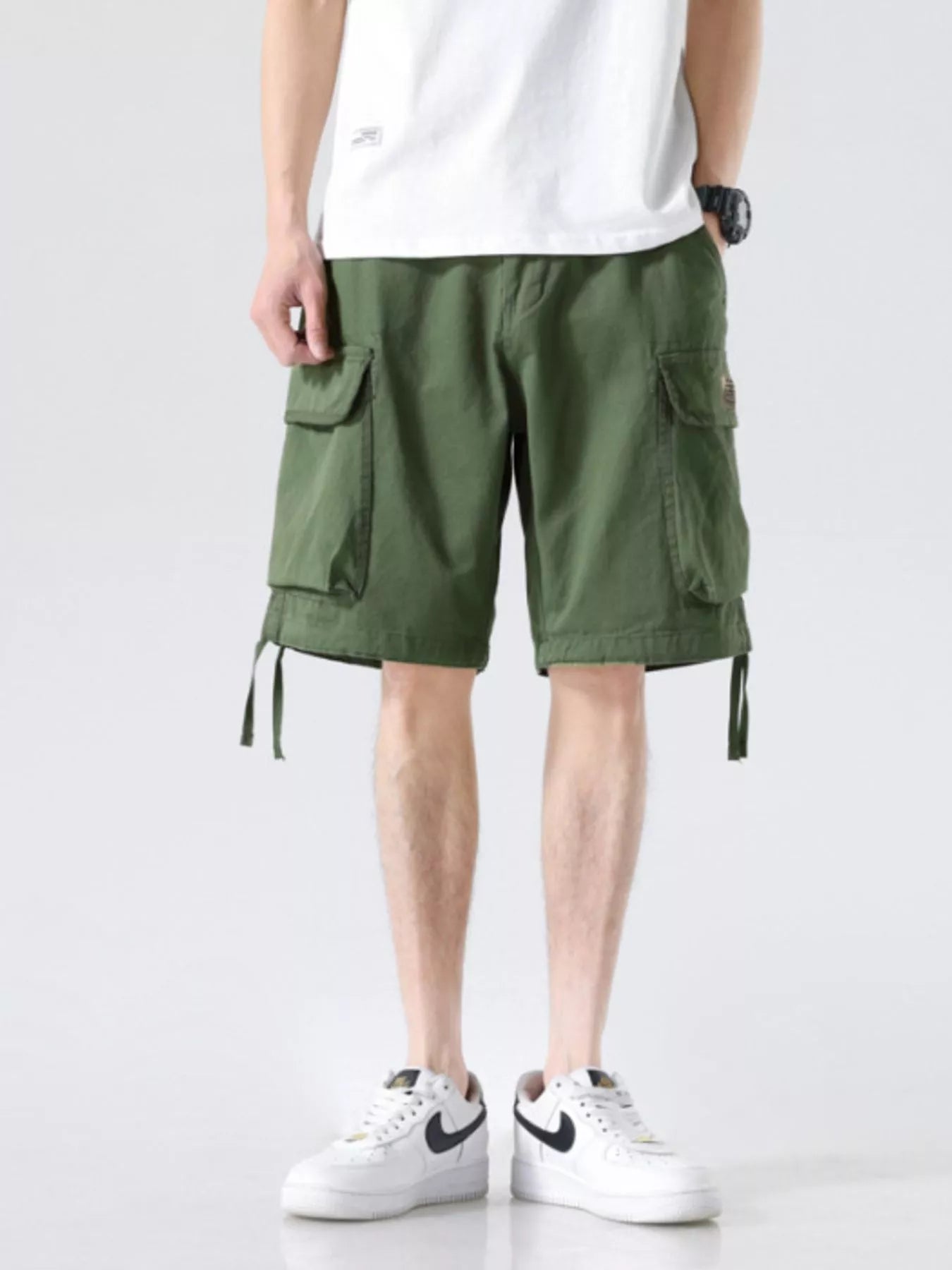 Men's Drawstring Wide Leg Cargo Shorts