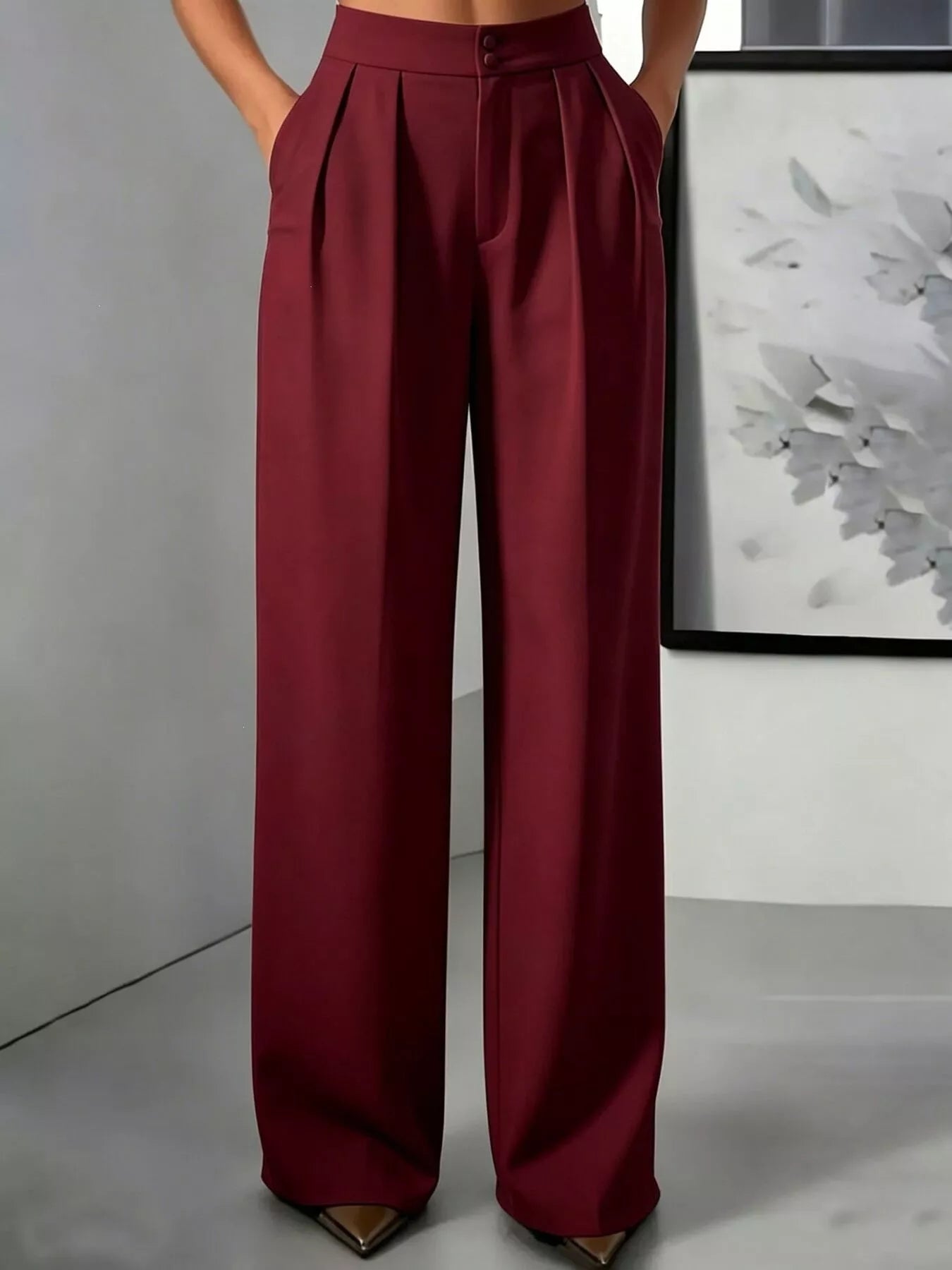 High-Waisted Pleated Wide-Leg Pants