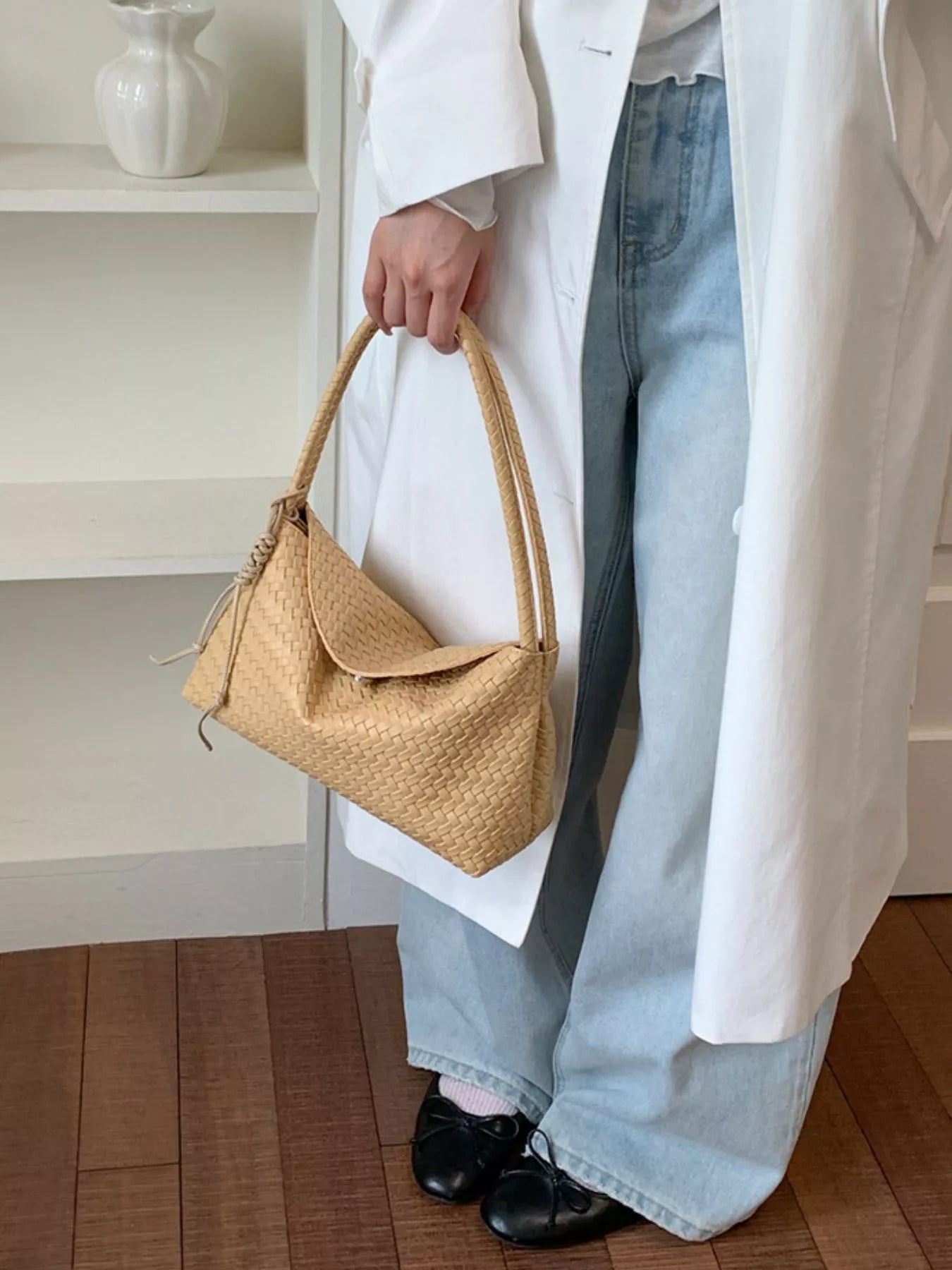 Woven Leather Shoulder Bag