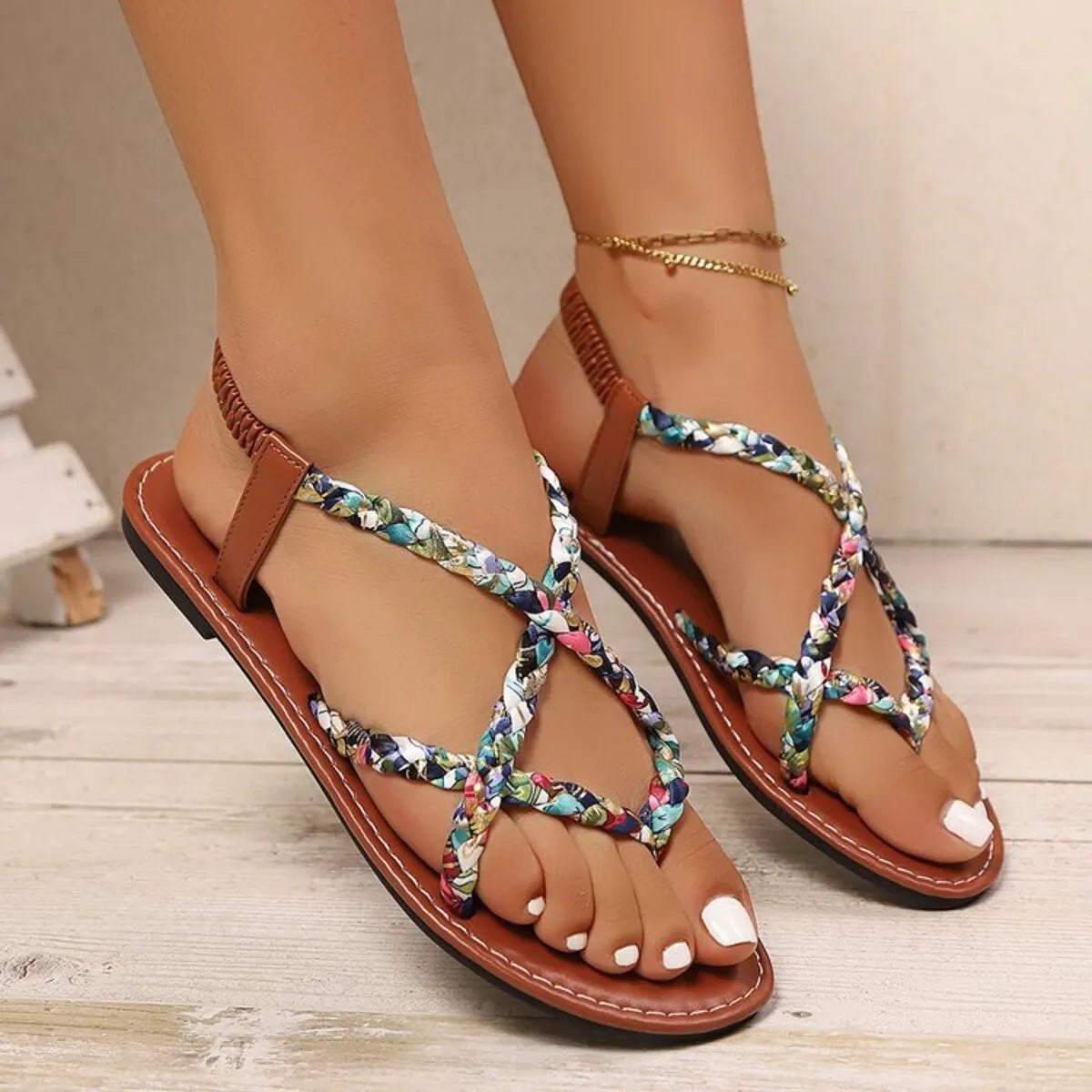 Crisscross Strap Flat Sandals