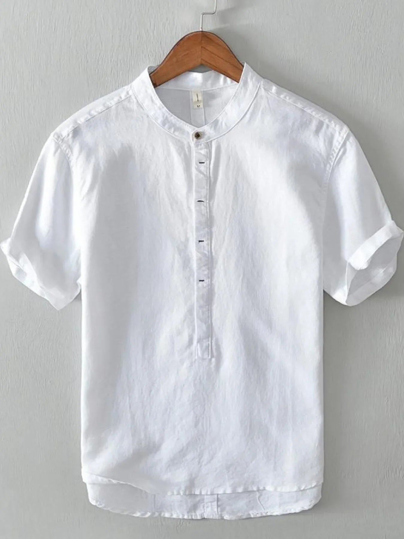 Men's Full Size Casual Button Detail Short Sleeve Blouse Plus Size