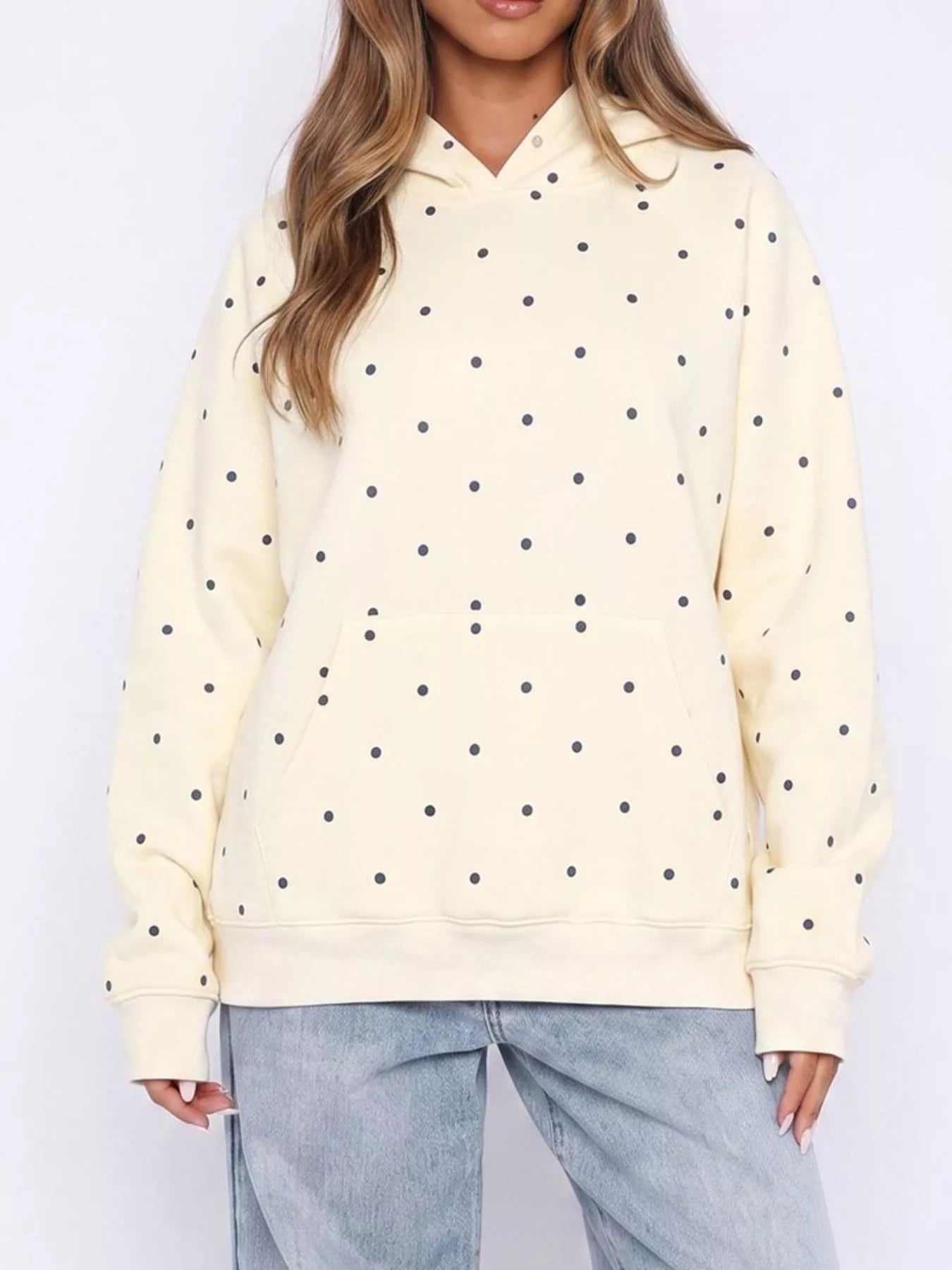 Polka Dot Raglan Sleeve Hoodie