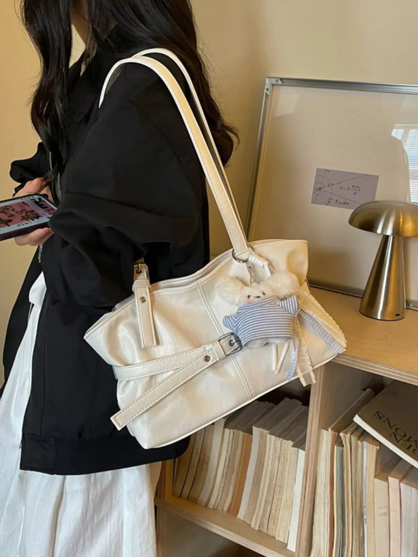 Buckle Decor Shoulder Bag
