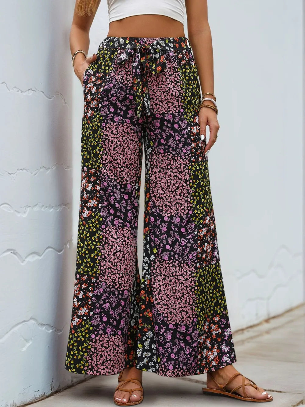 Floral High Rise Wide Leg Pants