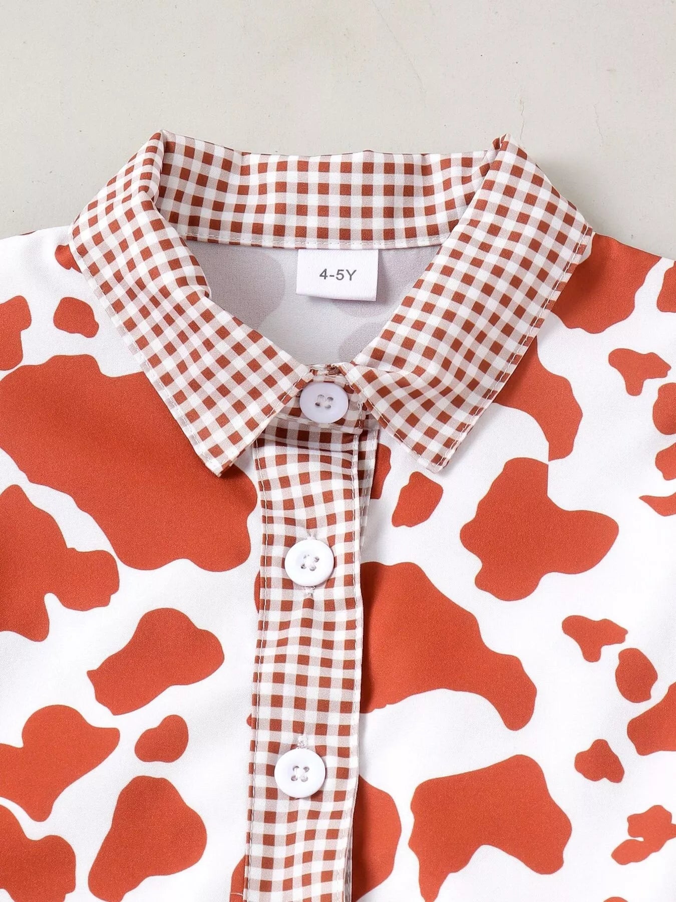 Children's Cow Print Ruffle Sleeve Top and Shorts Set