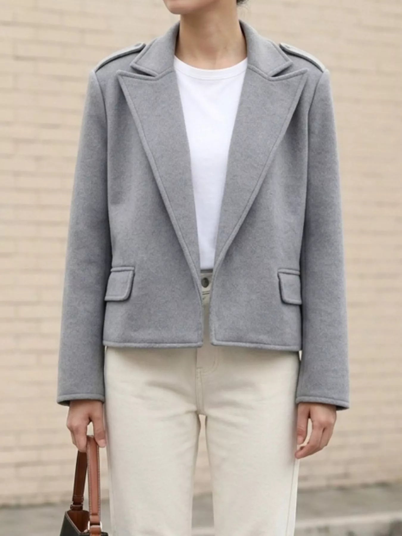 Lapel Collar Cropped Outerwear