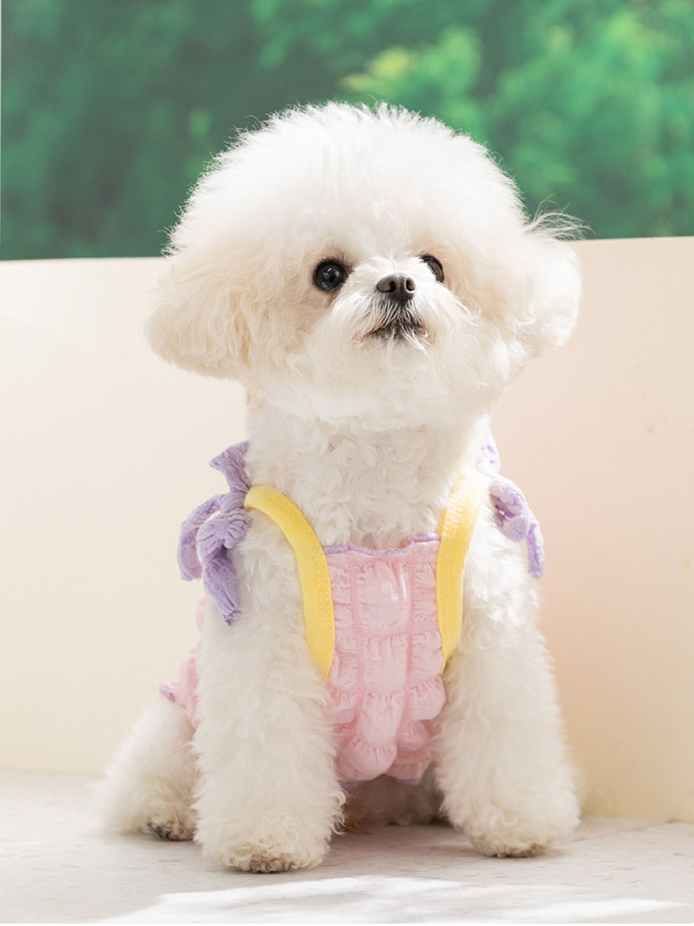 Bubble Textured Tie Shoulder Pet Top