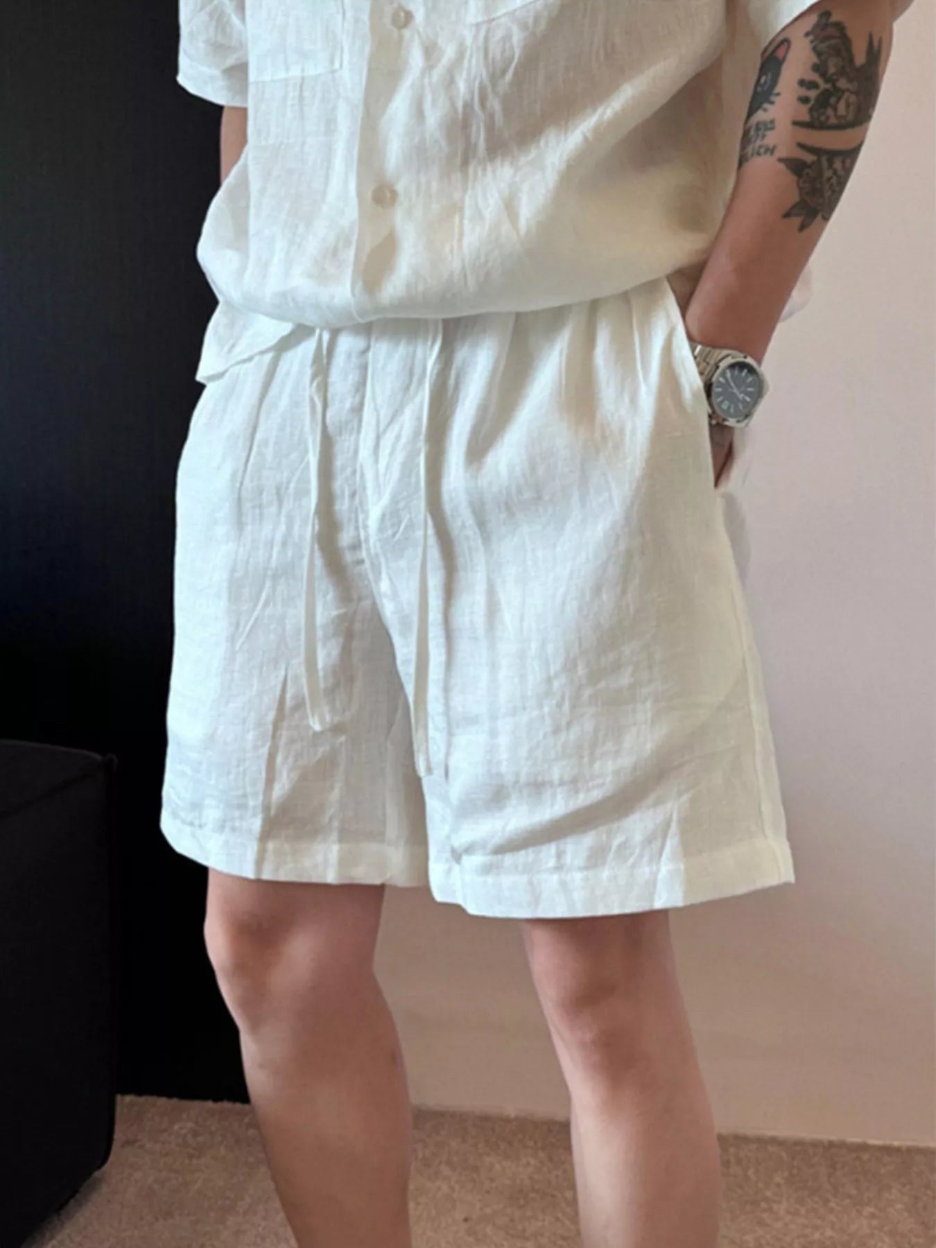 Men's Plus Size Lightweight Linen Blend Shorts