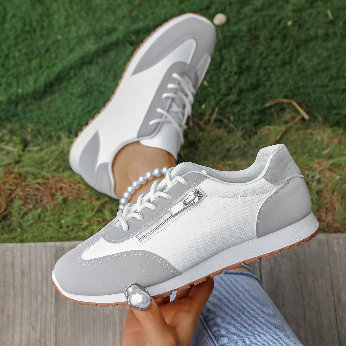 Round Toe Lace Up Sneakers