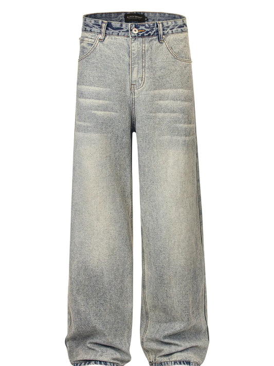 Men's Contrast Pocket Washed Straight Jeans