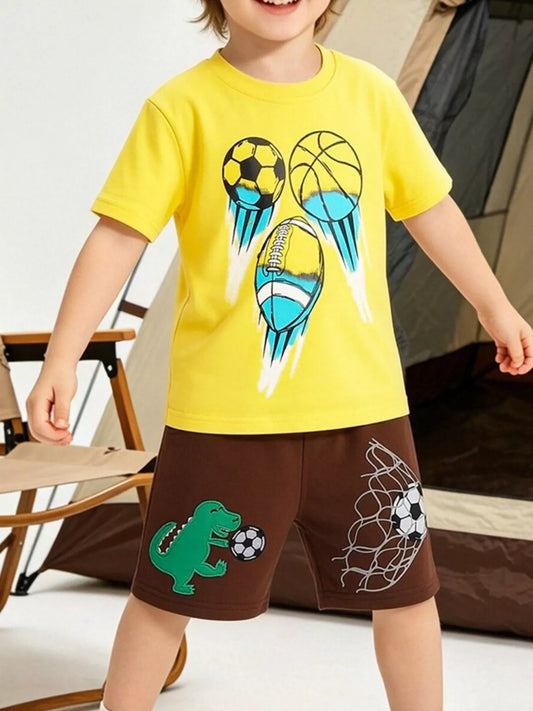 Children's Ball Graphic T-shirt and Shorts Set