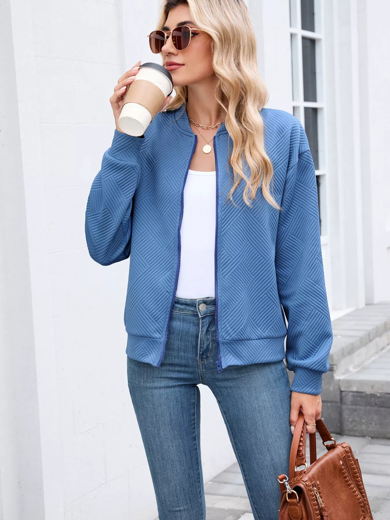 Textured Zip Up Jacket
