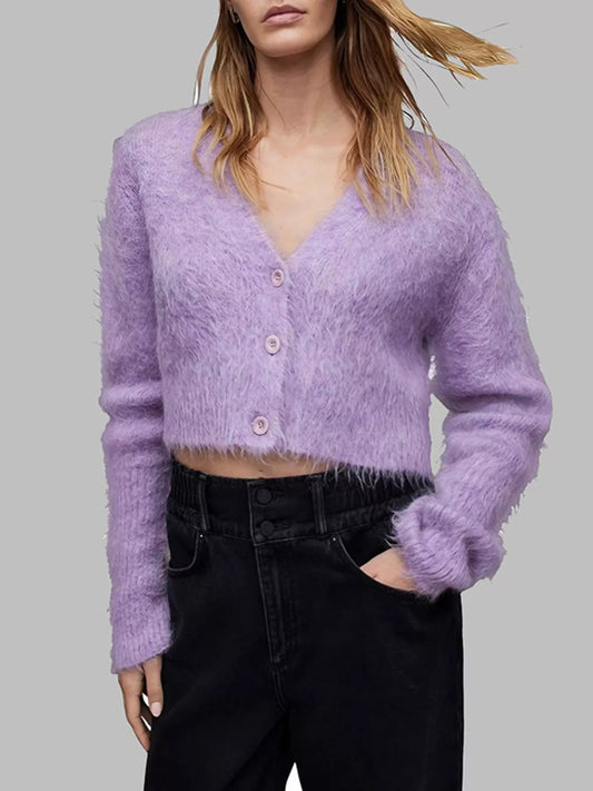 Fluffy Knit Cropped Cardigan