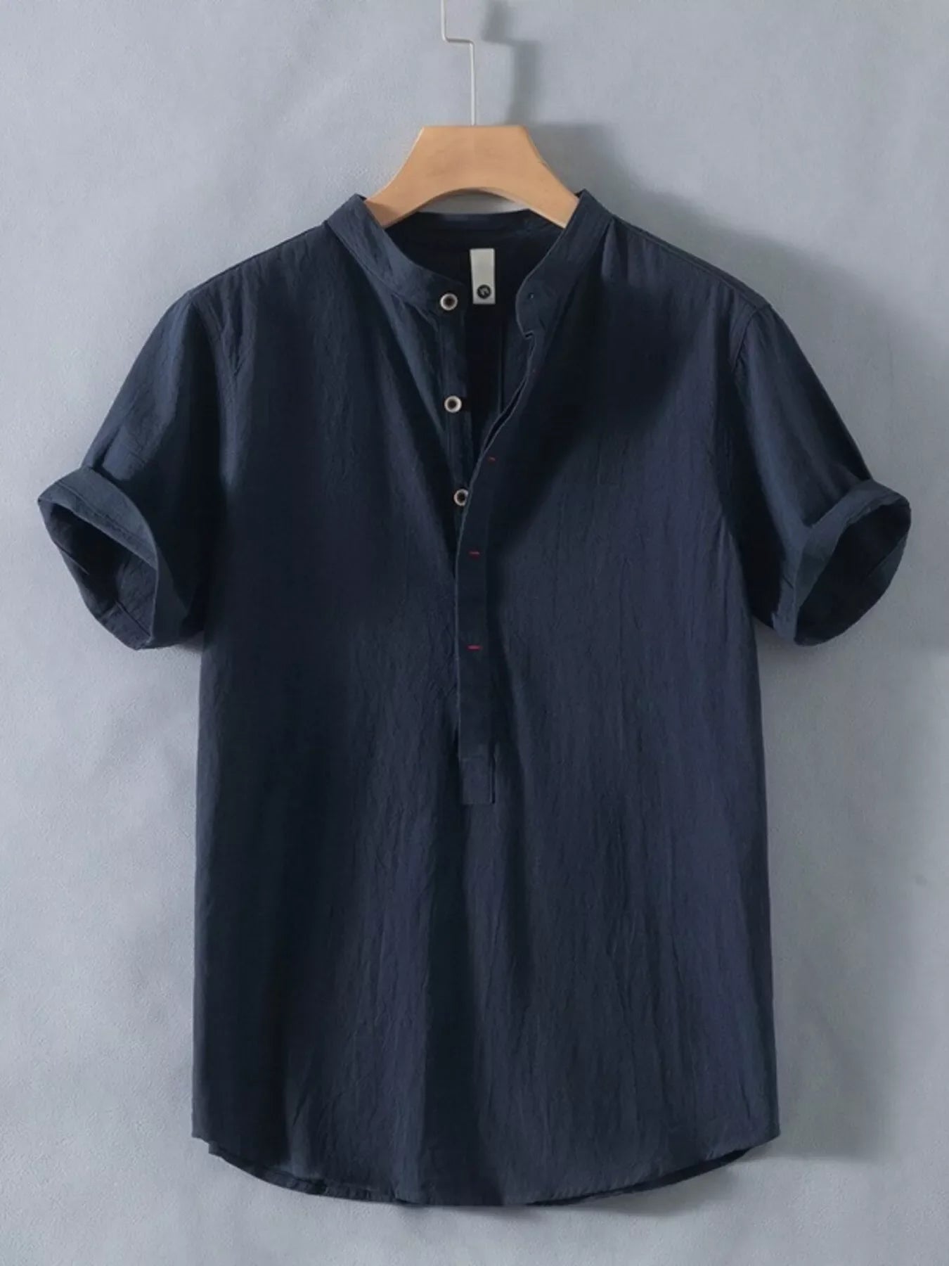 Men's Plus Size Button Detail Short Sleeve Shirt