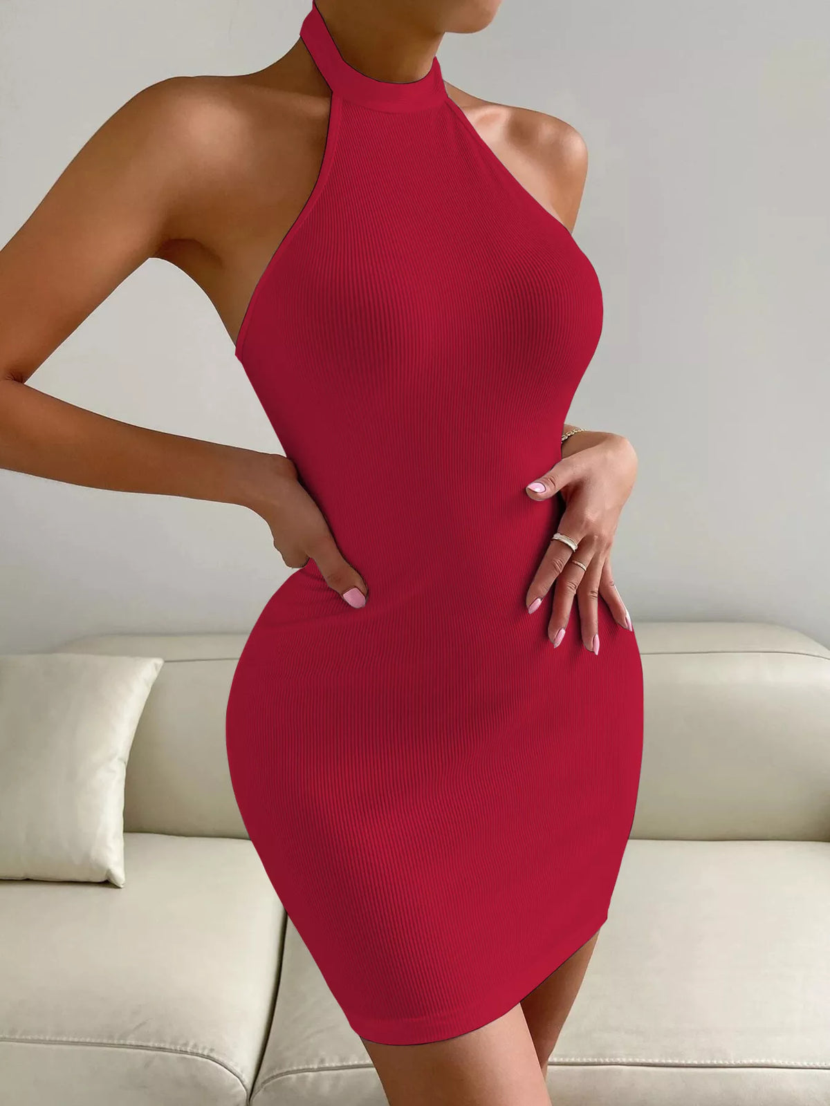 Halter Neck Bodycon Mini Dress