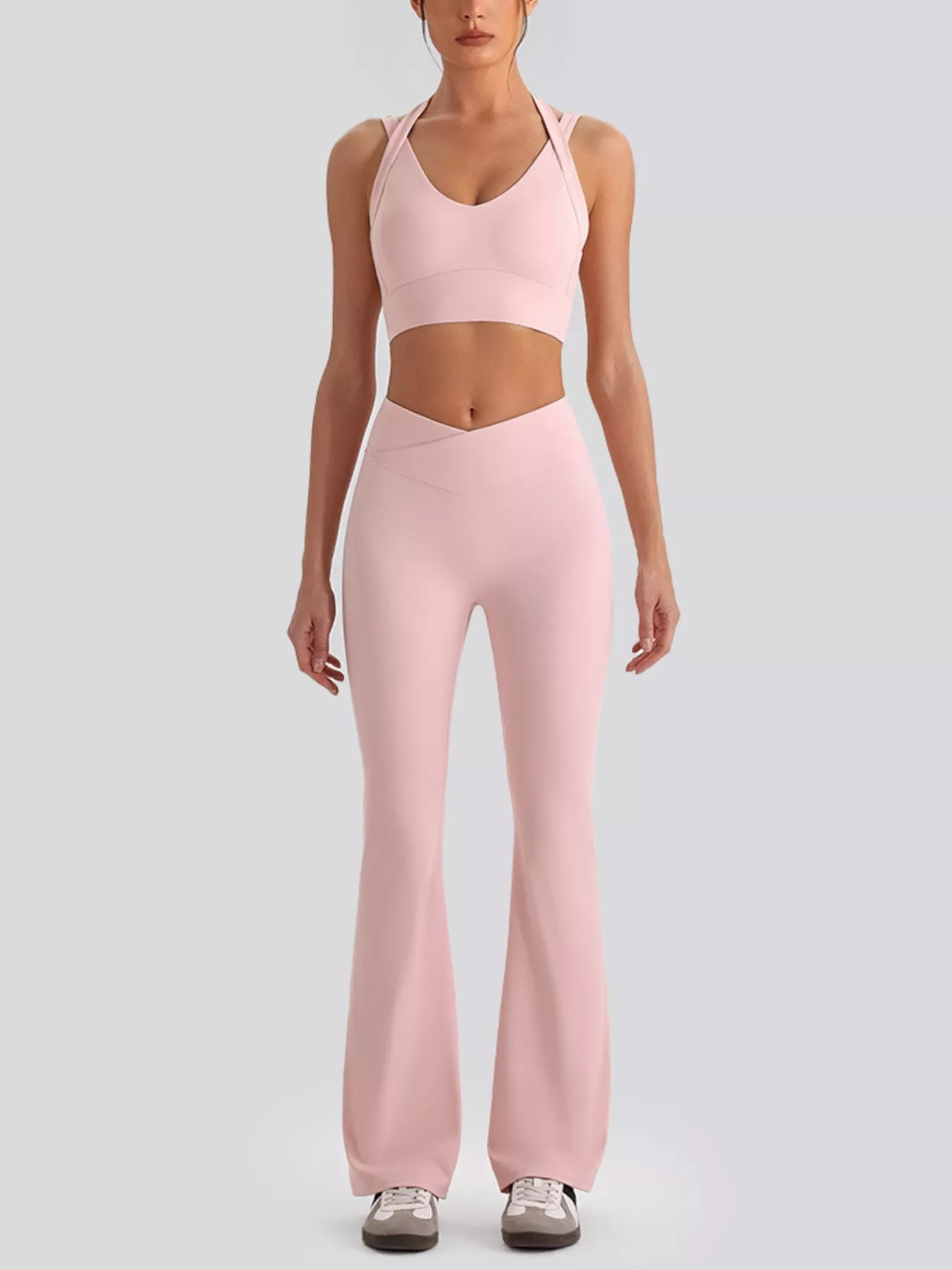 Seamless Criss-Cross V-Neck Tank and Leggings Active Set