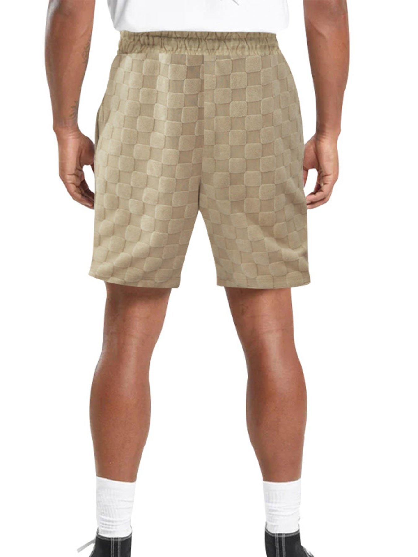 Men's Full Size Textured Checkered Casual Shorts Plus Size