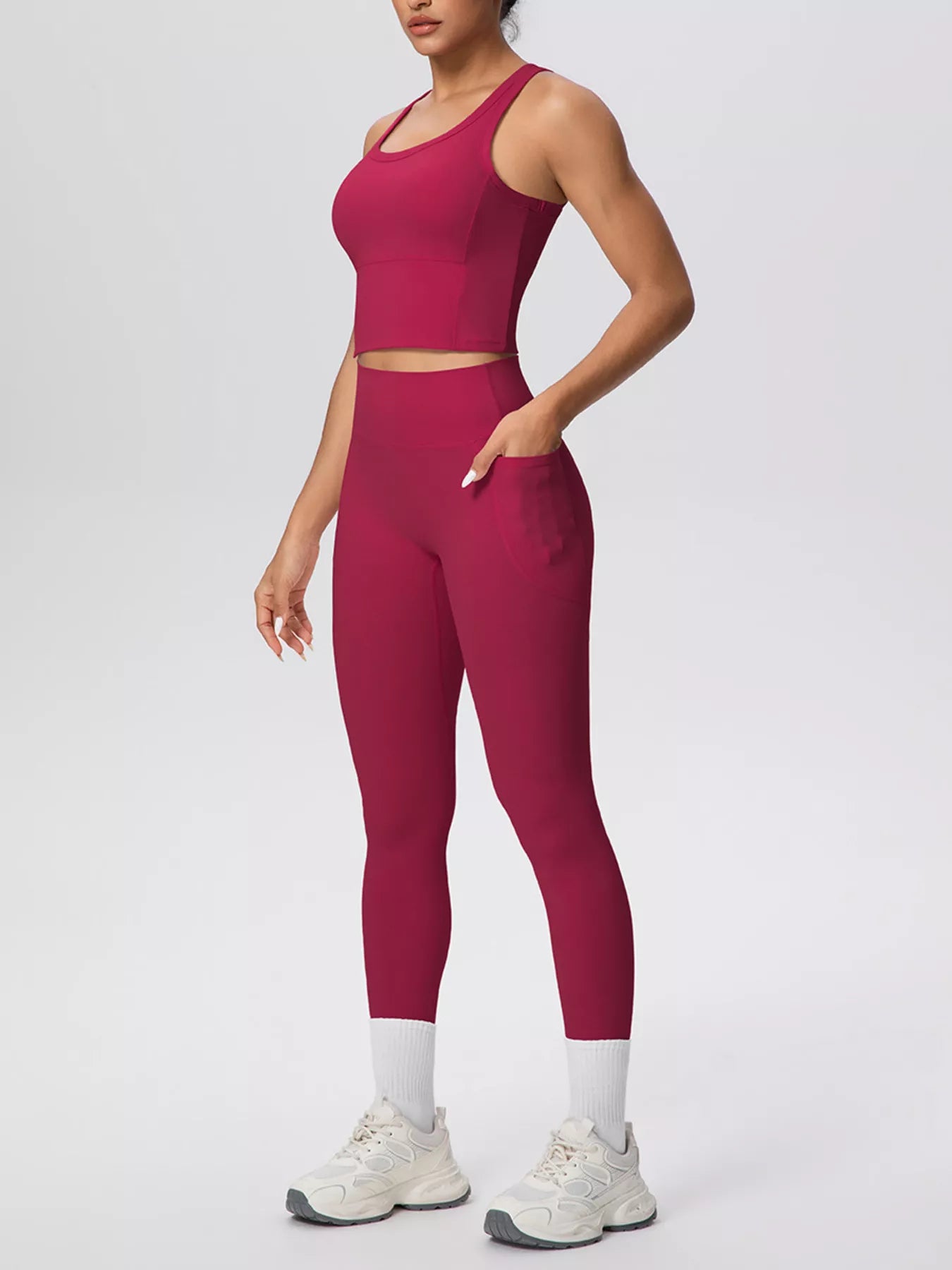 Scoop Neck Tank and High-Waisted Leggings Active Set